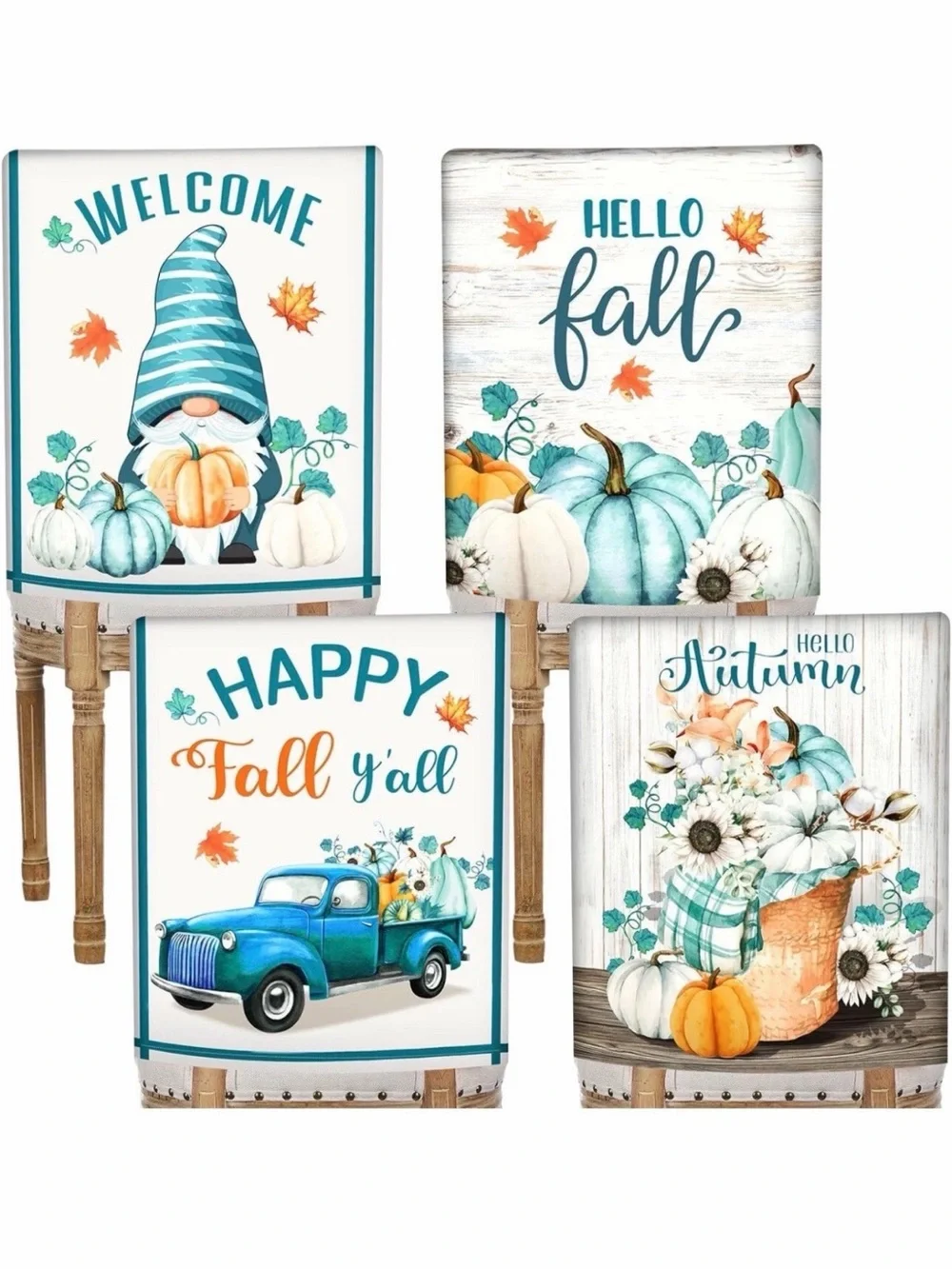 Blulu 4 Pcs Fall Chair Covers Thanksgiving Dining Chair Protector Slipcovers ...